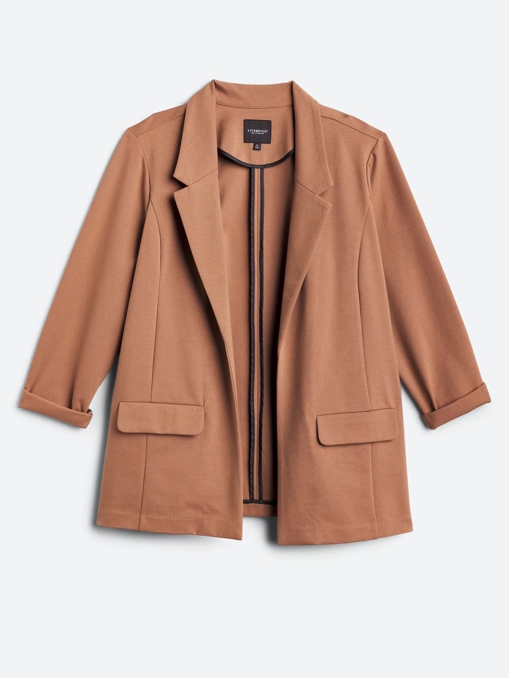 Liverpool Los Angeles Camel Open-Front Blazer